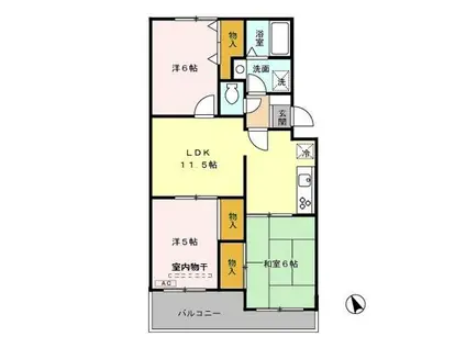 ヴァンベール神山II(3LDK/3階)の間取り写真
