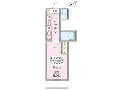 ラ・パーチェ小机(1K/1階)の間取り写真