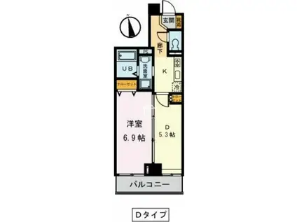 S-ONEビル|エスワンビル(1DK/7階)の間取り写真