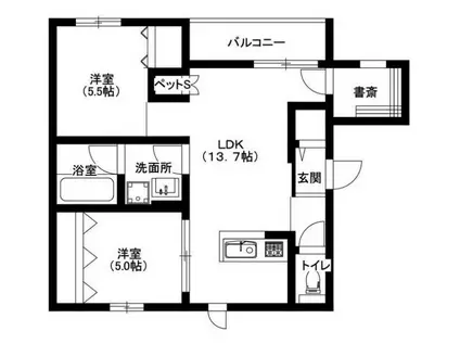 ウインド バリー(2LDK/2階)の間取り写真