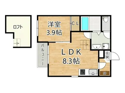 ハーモニーテラス御幣島(1LDK/2階)の間取り写真