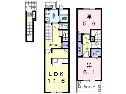 グラン シャリル(2LDK/2階)の間取り写真