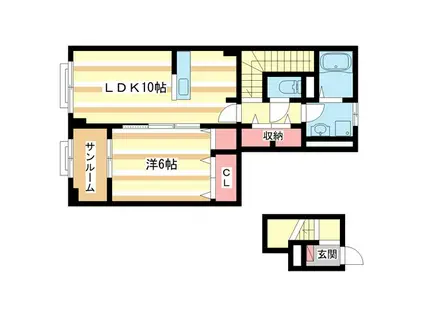 アネモスヒルズ天理I(1LDK/2階)の間取り写真