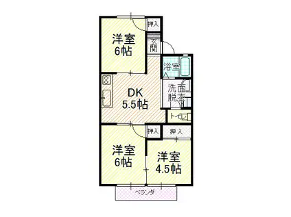 ジュネス90(3DK/1階)の間取り写真