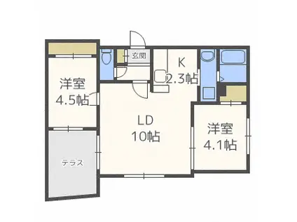 ダイナスティアVI(2LDK/1階)の間取り写真