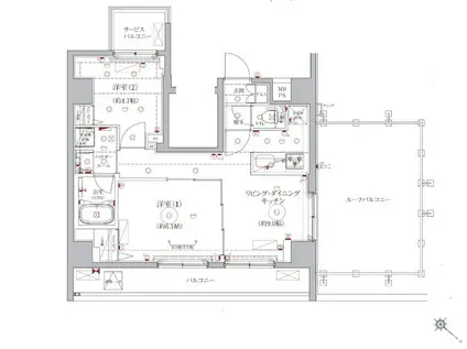ベルシード東向島(2LDK/9階)の間取り写真