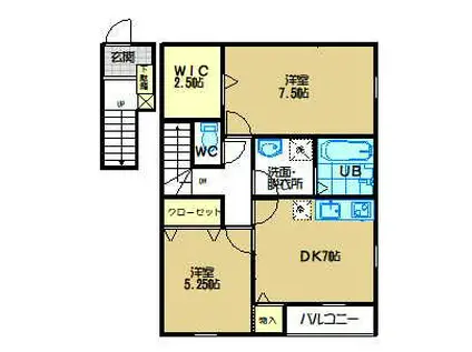 サンフォーレストI(2DK/2階)の間取り写真