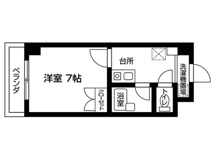 プルミエール本厚木(1K/2階)の間取り写真