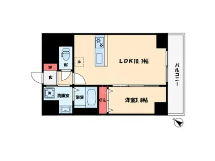 LAMAISONVERTE(1LDK/4階)の間取り写真