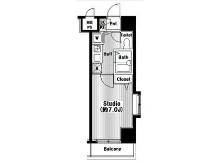 グランド・ガーラ芝公園(1K/11階)の間取り写真