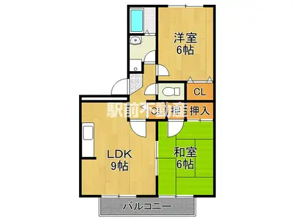 ハイカムール国分II(2LDK/3階)の間取り写真