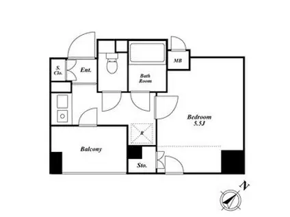 ラング・タワー京橋(1K/10階)の間取り写真