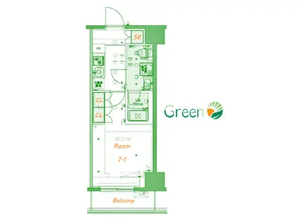 ジェノヴィア平塚(1K/8階)の間取り写真