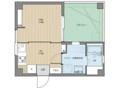 鈴木ビル(1DK/2階)の間取り写真