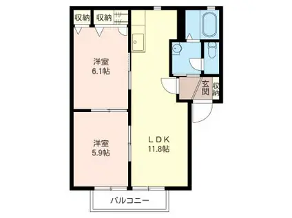 グランバリエ横倉(2LDK/1階)の間取り写真