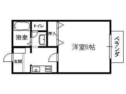 ルミエールII(1K/2階)の間取り写真