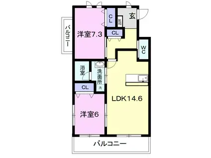 コフレ・アン(2LDK/3階)の間取り写真