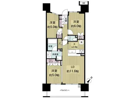 スターコート豊洲(3LDK/6階)の間取り写真