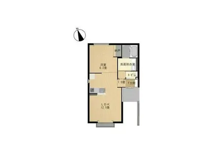 ラ・ドルチェビータB(1LDK/1階)の間取り写真