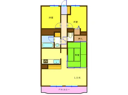 ラブリハイツ湘南野比(3LDK/11階)の間取り写真