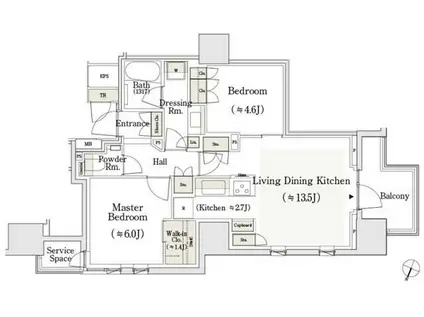 パークホームズ日本橋時の鐘通(2LDK/12階)の間取り写真