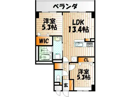 M THE BE KOKURA ENTRADA(2LDK/3階)の間取り写真