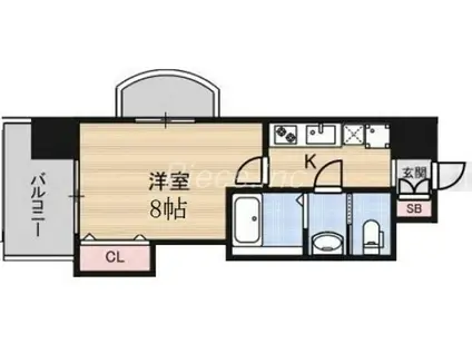 LUXE新大阪イースト2(1K/8階)の間取り写真