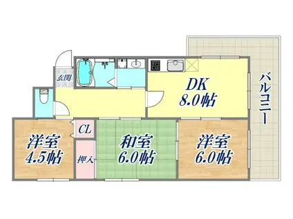 グランディール湊川(3DK/2階)の間取り写真