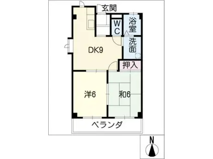 チェリーマンション(2DK/2階)の間取り写真