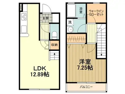 ＪＲ横浜線 八王子みなみ野駅 徒歩5分 2階建 築25年(1LDK/1階)の間取り写真
