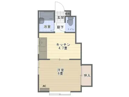 グランドコーポリバー(1DK/1階)の間取り写真