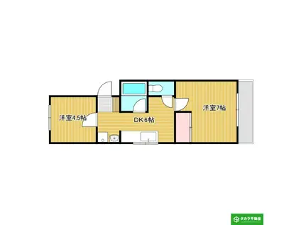 コーポアクシオンII(2DK/3階)の間取り写真