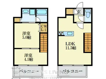 MODERN PALAZZO博多駅南AXIA(2LDK/6階)の間取り写真