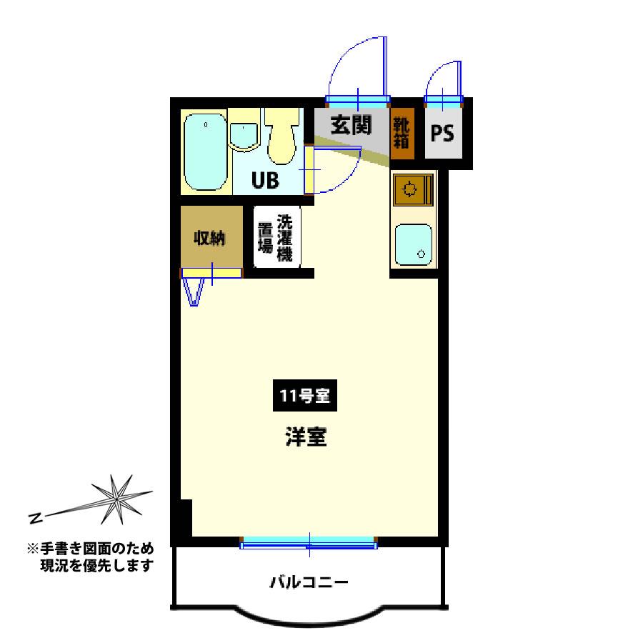 スカイコート函館(ワンルーム/4階)の間取り写真