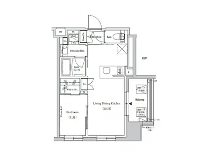 ザ・パークハビオ蕨(1LDK/10階)の間取り写真