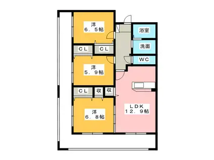 COURT・GIRASOLE西焼津(3LDK/4階)の間取り写真