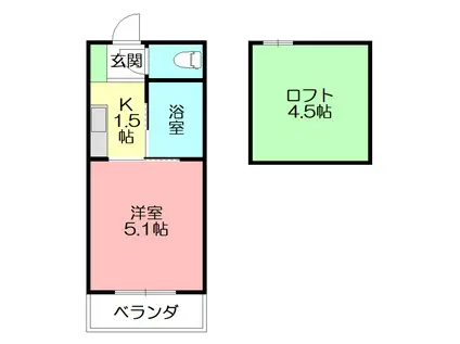 ビューテラス鎌倉(1K/2階)の間取り写真