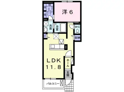 トロワ エスポワール(1LDK/1階)の間取り写真