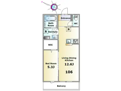 MAISON DE BONHEUR(1LDK/1階)の間取り写真