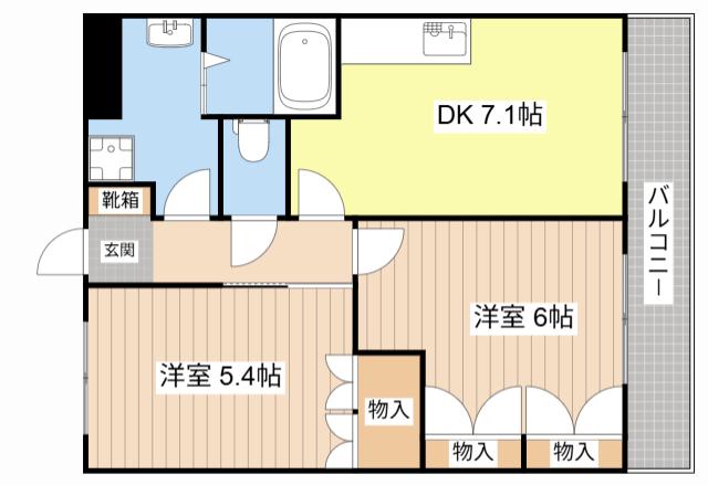 ウエストヴィレッジ(2DK/1階)の間取り写真