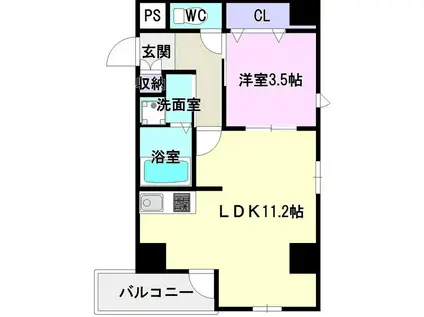 ボナール・ド・フルール(1LDK/6階)の間取り写真