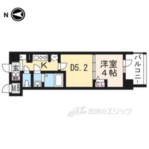ベラジオ西大路五条(1DK/3階)の間取り写真