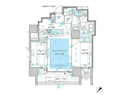 ディームス渋谷本町(2LDK/13階)の間取り写真