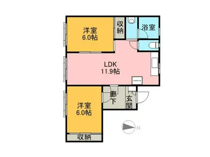 Dフラット東別院(2LDK/4階)の間取り写真