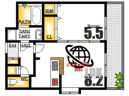 JGRACE 河原町(1LDK/14階)の間取り写真