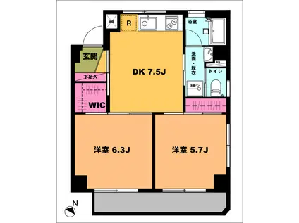 月村マンションナンバーNO.32(2DK/2階)の間取り写真