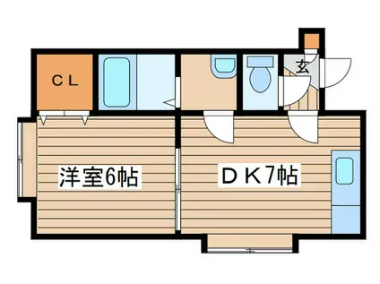 カステル北27(1DK/2階)の間取り写真