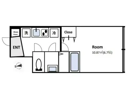 COCOCUBE東日暮里II(1K/2階)の間取り写真