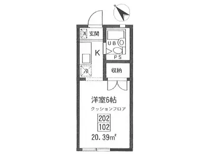 ハイネスITO(1K/1階)の間取り写真