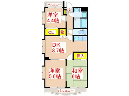 ドリームマンション(3DK/2階)の間取り写真